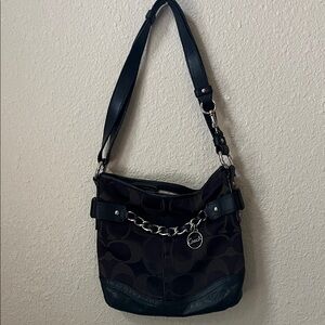 Coach Black and Dark Brown Shoulder Bag